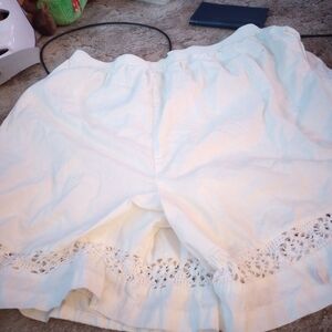 White Lace Trim Shorts